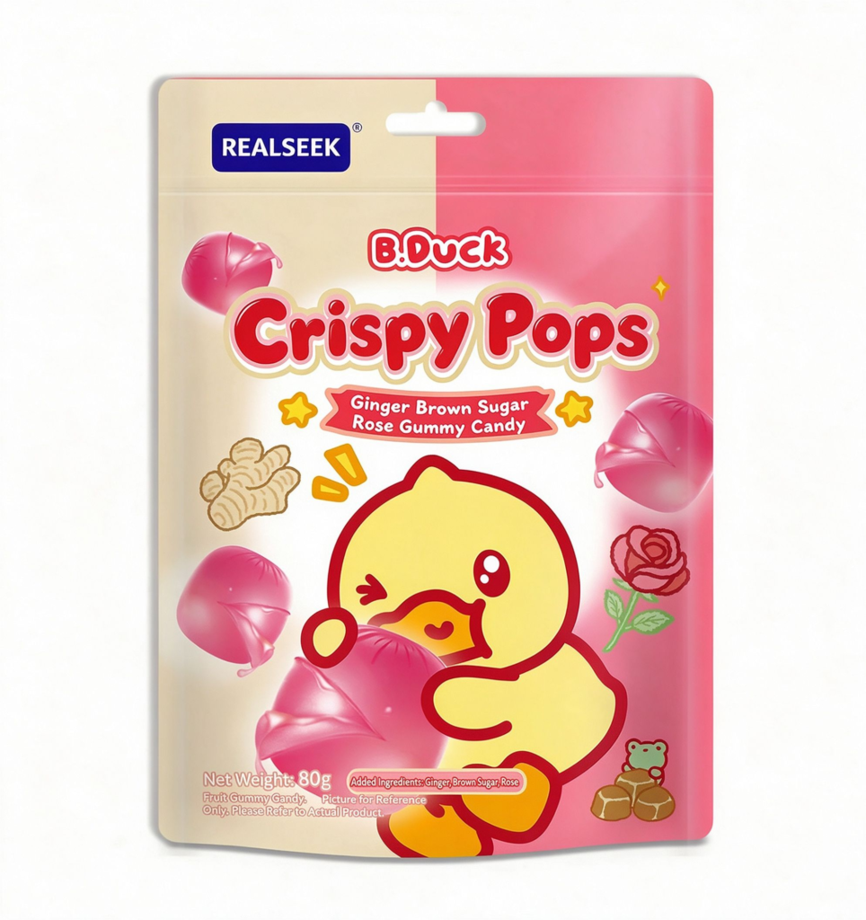 REALSEEK Crispy Pops,Ginger Brown Sugar Rose Gummy Candy